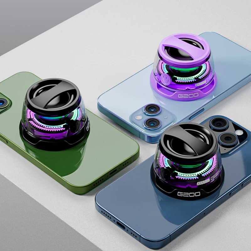 G200 2 قطعة بلوتوث مكبر صوت مغناطيسي RGB صندوق صوت صغير متعدد الوظائف المحمولة الاقتران اثنين من مكبرات الصوت LED أضواء حامل هاتف الهدايا