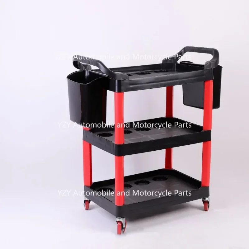 Car Wash Shop Car Beauty Tool Car Special Multi-function Plastic Three Layers Mobile Storage Trolley Shelf Toolbox