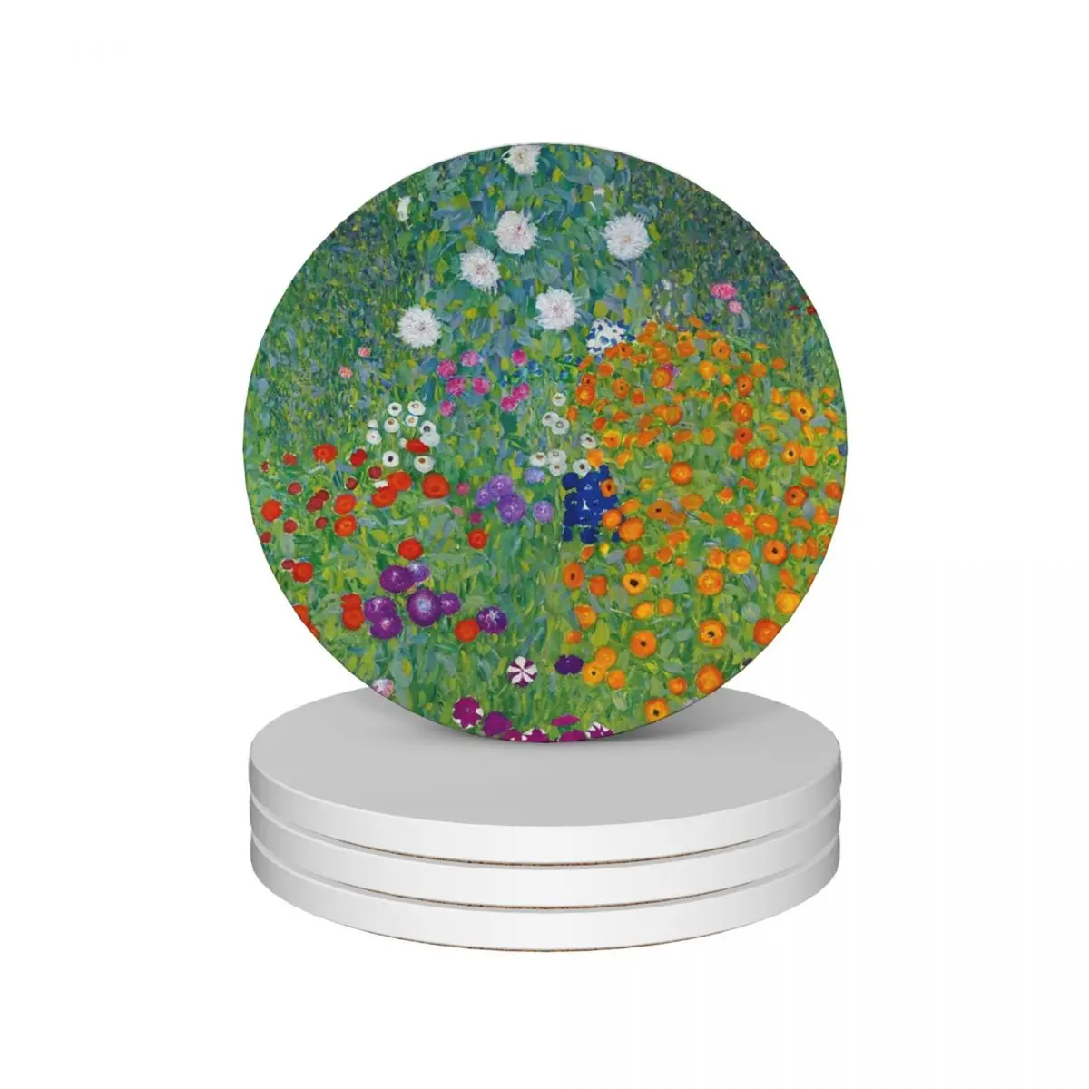 

Gustav Klimt - Bauerngarten or Blumengarten - Beautiful Floral Landscape Ceramic Coasters (Set of 4) original pot Coasters