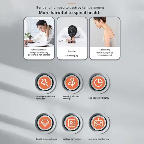 Intelligent hållningskorrigerare Bärbar hållningskorrigeringsanordning Anti-knölvalsskyddande syn för vuxna och barn Kontors Ho 8 best sales hållningskorrigering - №7