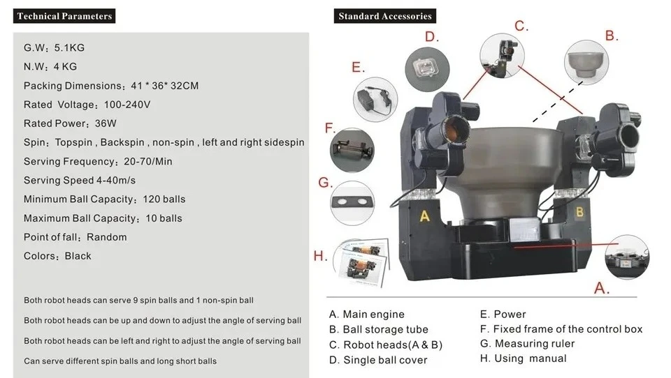 Automatic Table Tennis Ball Launcher HP-S1001 with Training System, Professional Practice Machine for Skill Development
