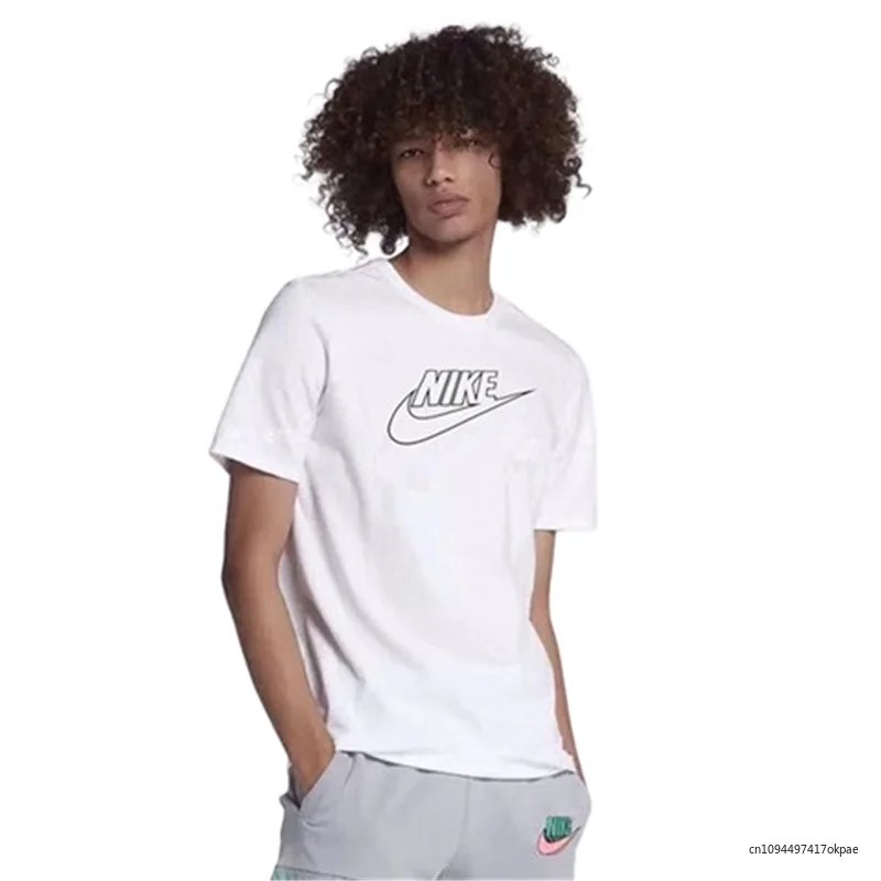 

Nike C2693 Printed Round Neck Short Sleeve T-shirt Original Summer New 170 Grams of Ice Porcelain Cotton White Color M-5XL