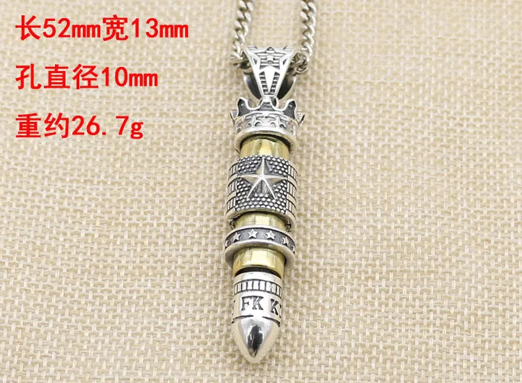 Euro-American Thai Silver Bullet Pendant Fashion Youth Sweater Chain Five-point Star Fashion S825 Sterling Silver Personality Ne