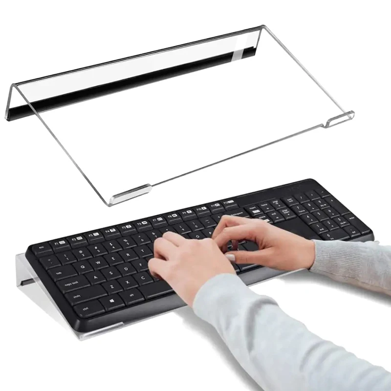 Acrylic Computer Keyboard Stand Clear Keyboard Riser Lift Tray Non-slip Transparent Desktop Keyboard Holder Office Supplies