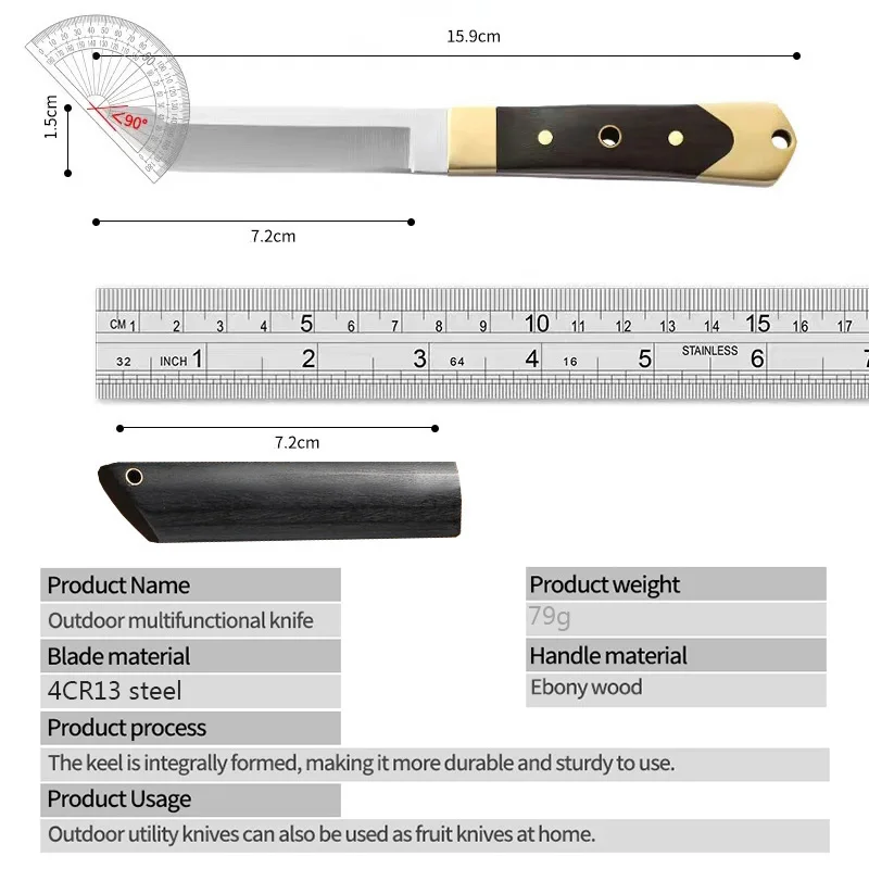 PLYS High-hardness Multi Knife, Stainless Steel Easy Carry Pocket Knife with Sheath, BBQ Sharp Fruit and Meat Cutting Knife