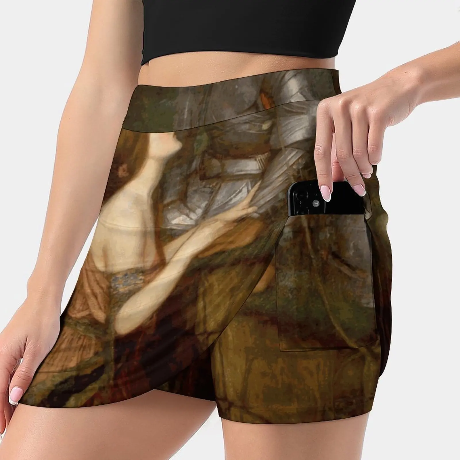 John William Waterhouse - Lamia And The Soldier Women Tennis Skirts Golf Badminton Pantskirt Sports Phone Pocket Skort William