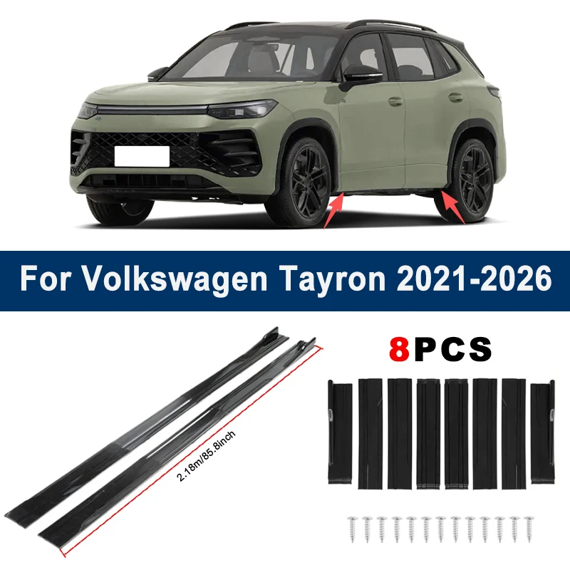 

2,18-метровые секционные накладки-спойлеры на боковые пороги для Volkswagen VW Tayron 2021-2026 - Гоночный боковой спойлер, модифицированный обвес для автомобиля