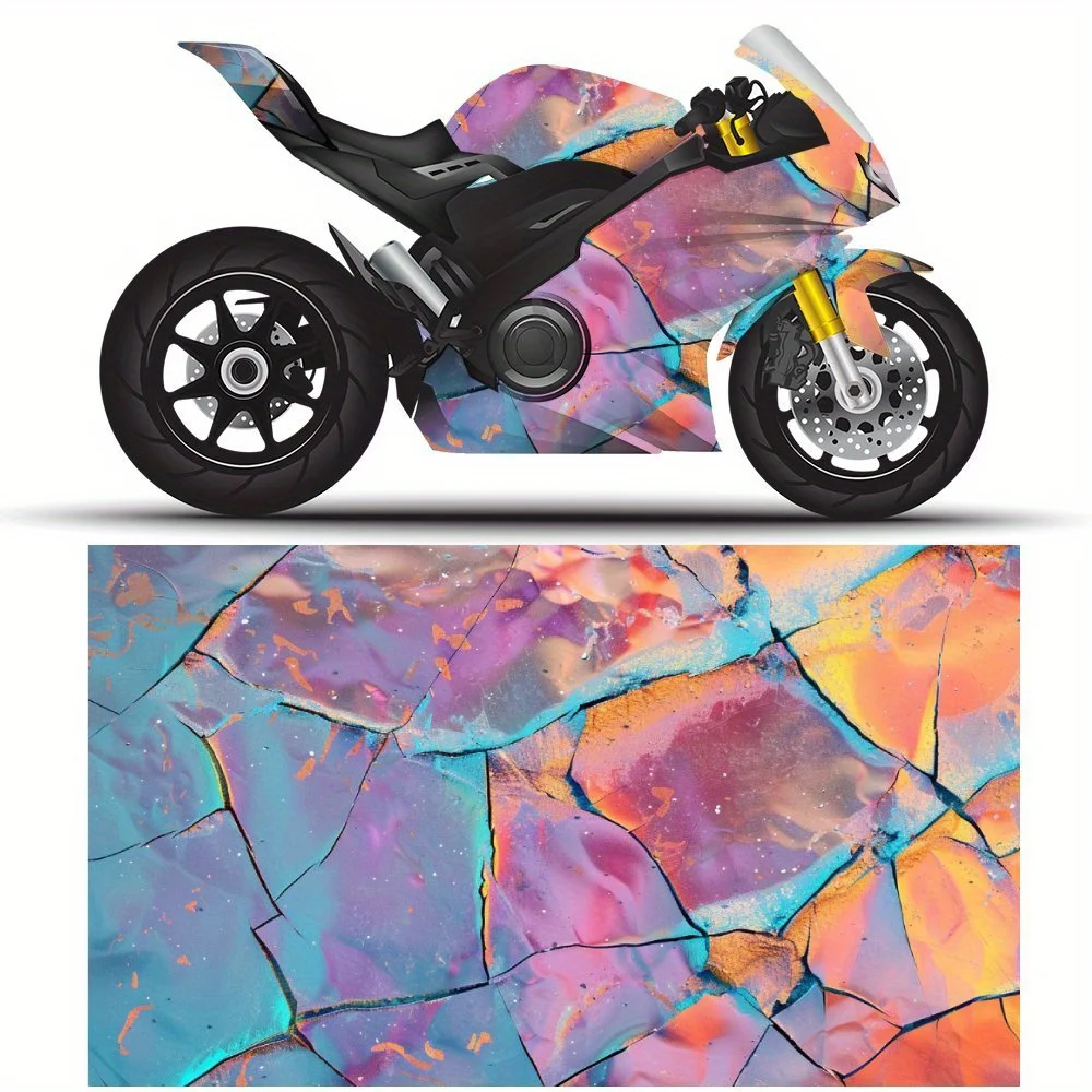 

Fractured Rainbow Stickers, Abstract Motorcycle Art, Electric Color Splash, Motorcycle Vinyl Wrap, Waterproof Removable Decal St