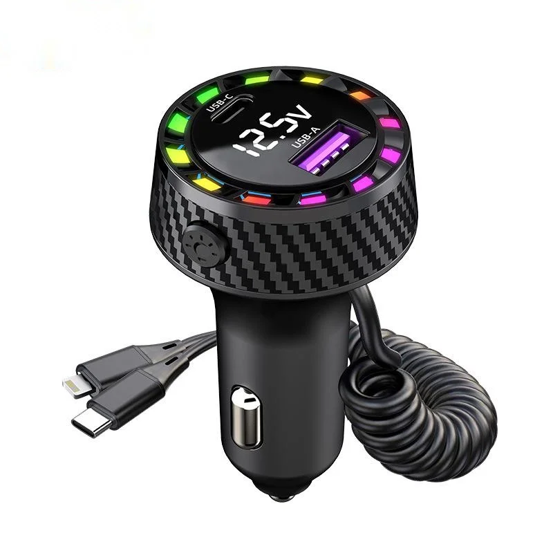 

K17 Car Mobile Phone Charger Is Suitable for Apple, Huawei Xiaomi Multi-interface Spring Telescopic Cable Car Charging