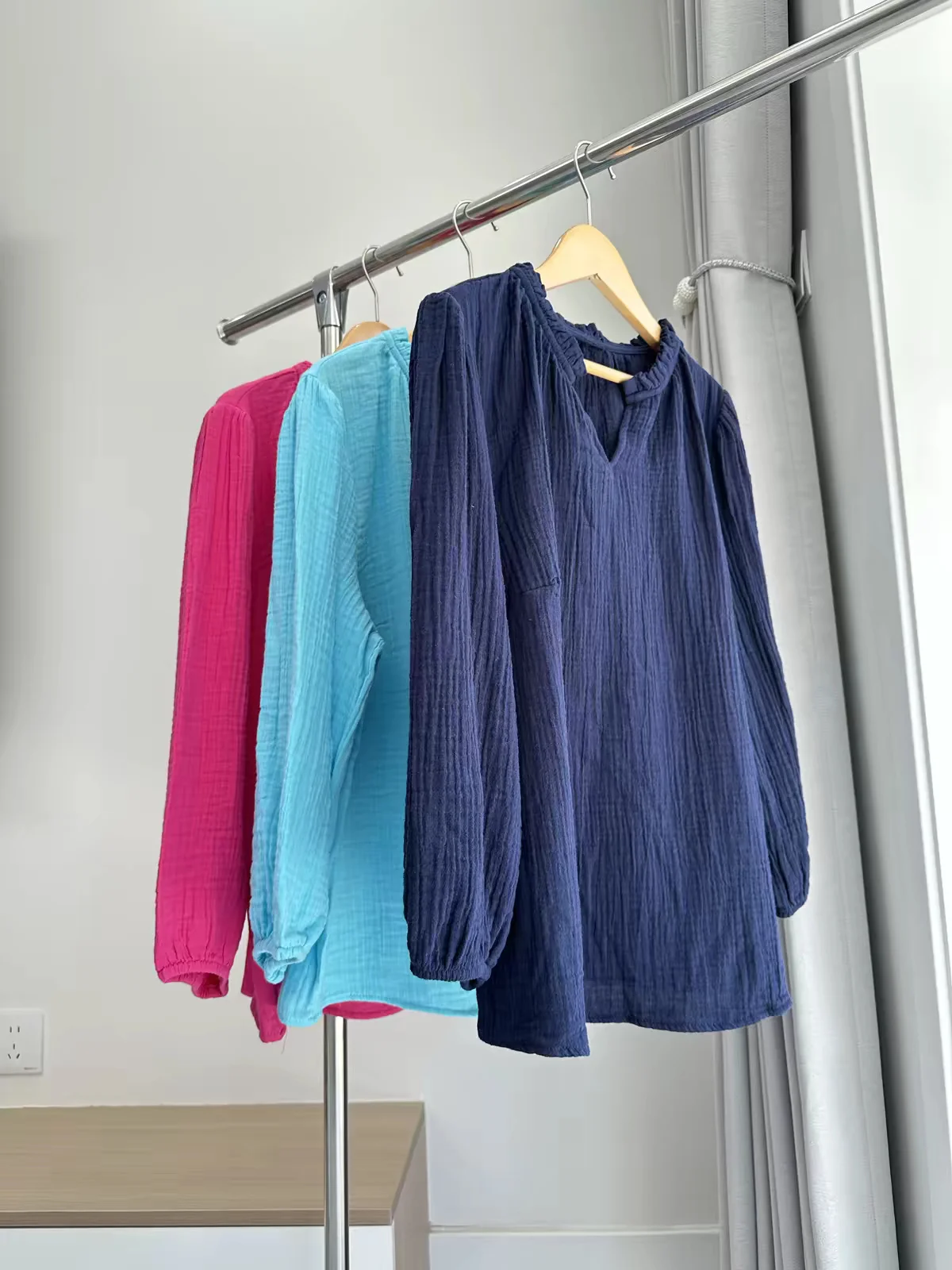 Spring Women's Simple Solid Color Long Sleeve T-shirts Plus Size Basic Commuting Shirts Loose Casual V-neck Cotton Linen Tops