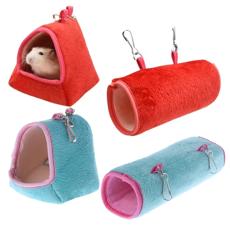 Bonito cobaia hamster pendurado quente cama tapete macio pequena gaiola para animais estimação esconderijo túnel caverna
