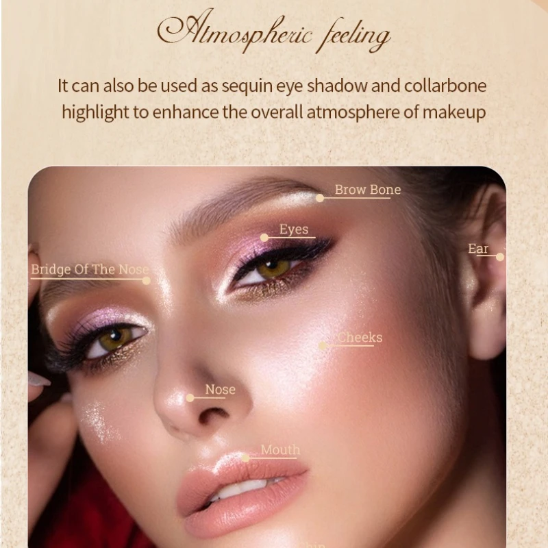 ドリームグリッターハイライターパウダーアイシャドウメイクアップ顔明るくパール三次元ハイライターパウダーシマー化粧品