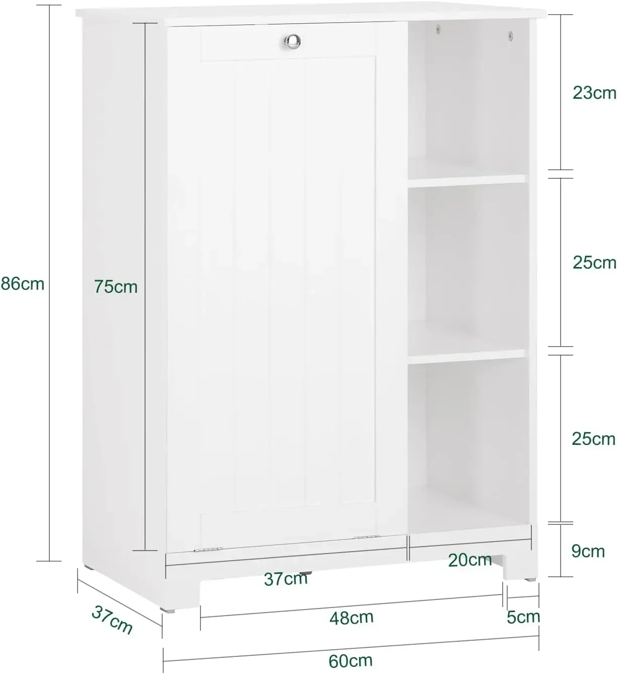 Haotian Laundry Cabinet Laundry Chest Bathroom Storage Cabinet with Laundry Basket and 3 Storage Compartments, White BZR105-W