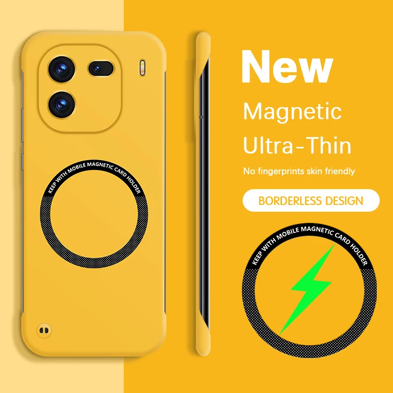 

Luxury Magnetic Phone Case for iQOO 12 Pro 12Pro 5G Hard PC Frameless Anti-Fingerprint Lightweight Protective Back Cover Housing