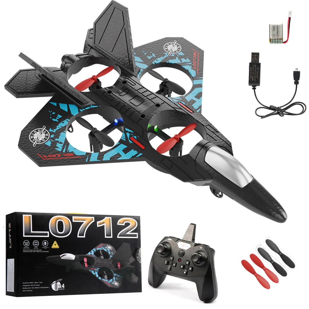 RC Foam Airplane Glider Flying 2.4G With LED Lights EPP Stunt Remote Control Foam Fighter Plane Model Airplane Gift