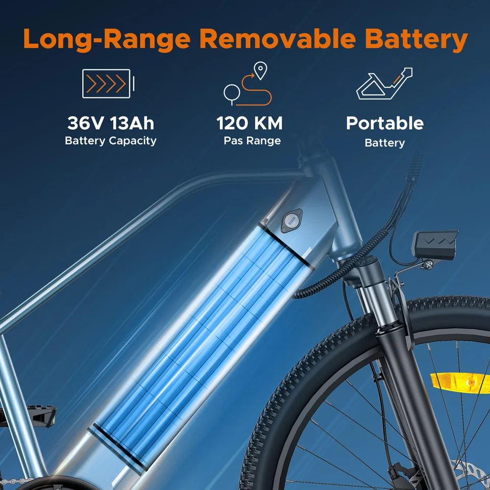 HillMiles MileTrail Electric Mountain Bike, 250W, 36V 13Ah Battery, 25km/h,  Front Suspension, 7-Speed, Mechanical Disc Brakes - AliExpress 201355758