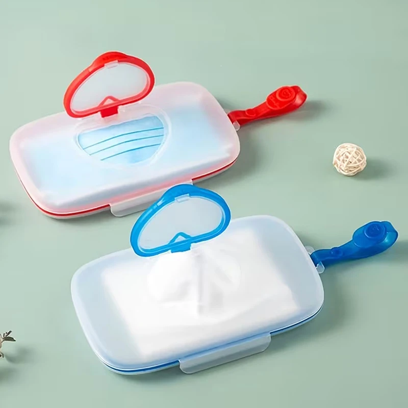 Tragbare herzförmige Aufbewahrungsbox für Feuchttücher und Masken mit Schnappverschluss, geeignet für Kinderreisen. – Detail 7