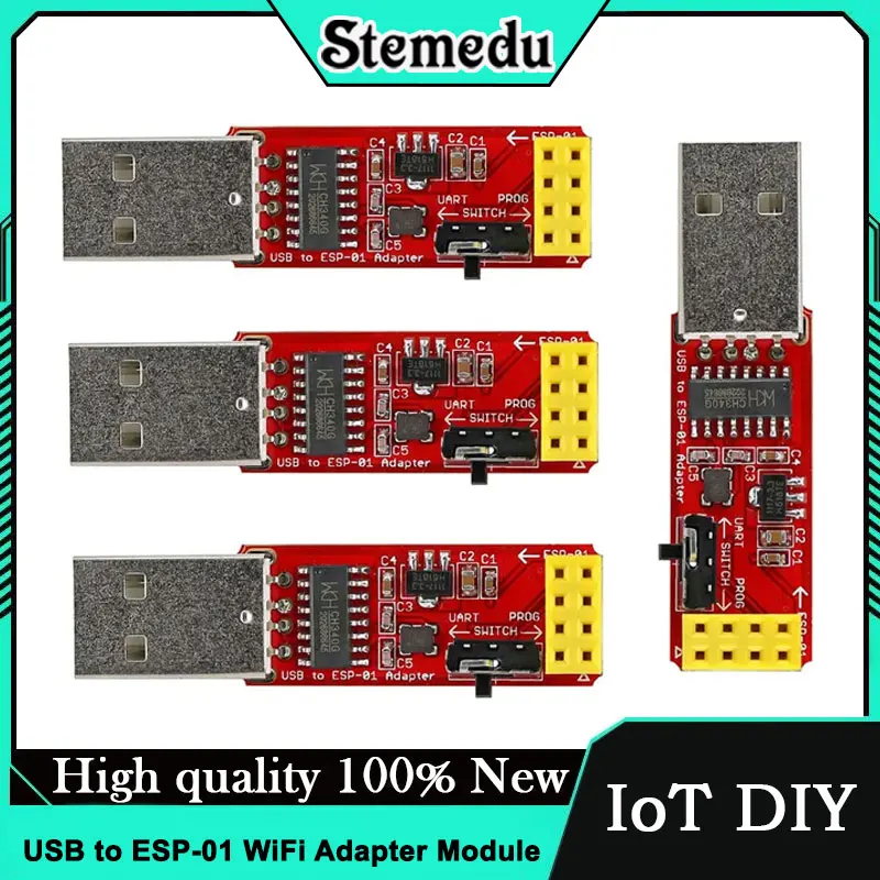 USB to ESP8266 ESP-01 WiFi Adapter Module with CH340G - Serial Converter for Arduino IoT Projects & Wireless Programming