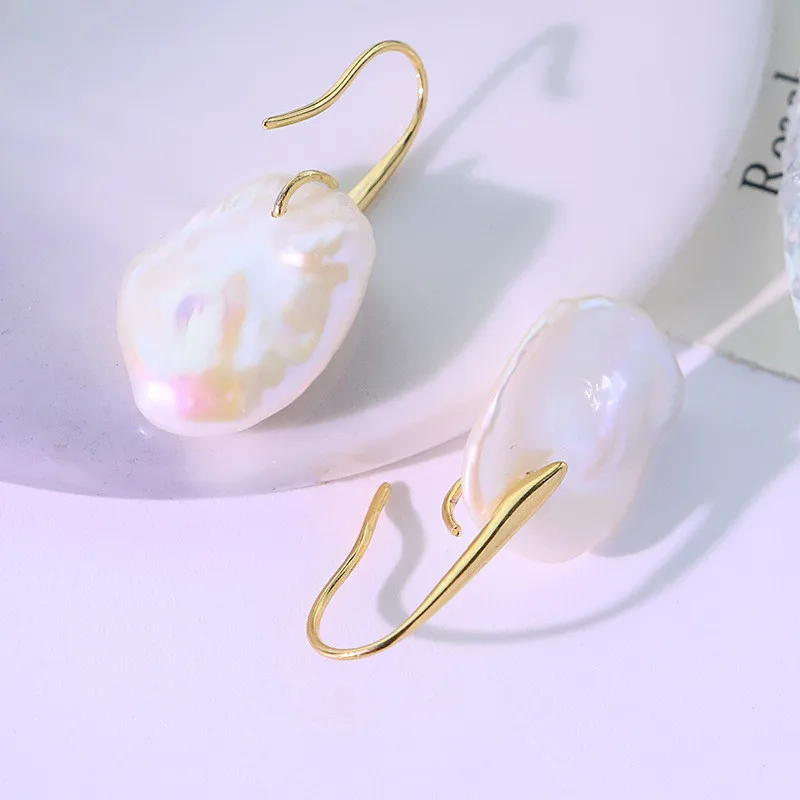 

Оригинальные серьги-гвоздики в стиле барокко с натуральным пресноводным жемчугом для женщин, милые универсальные серьги-крючки, очаровательные ювелирные изделия, подарки, аксессуары