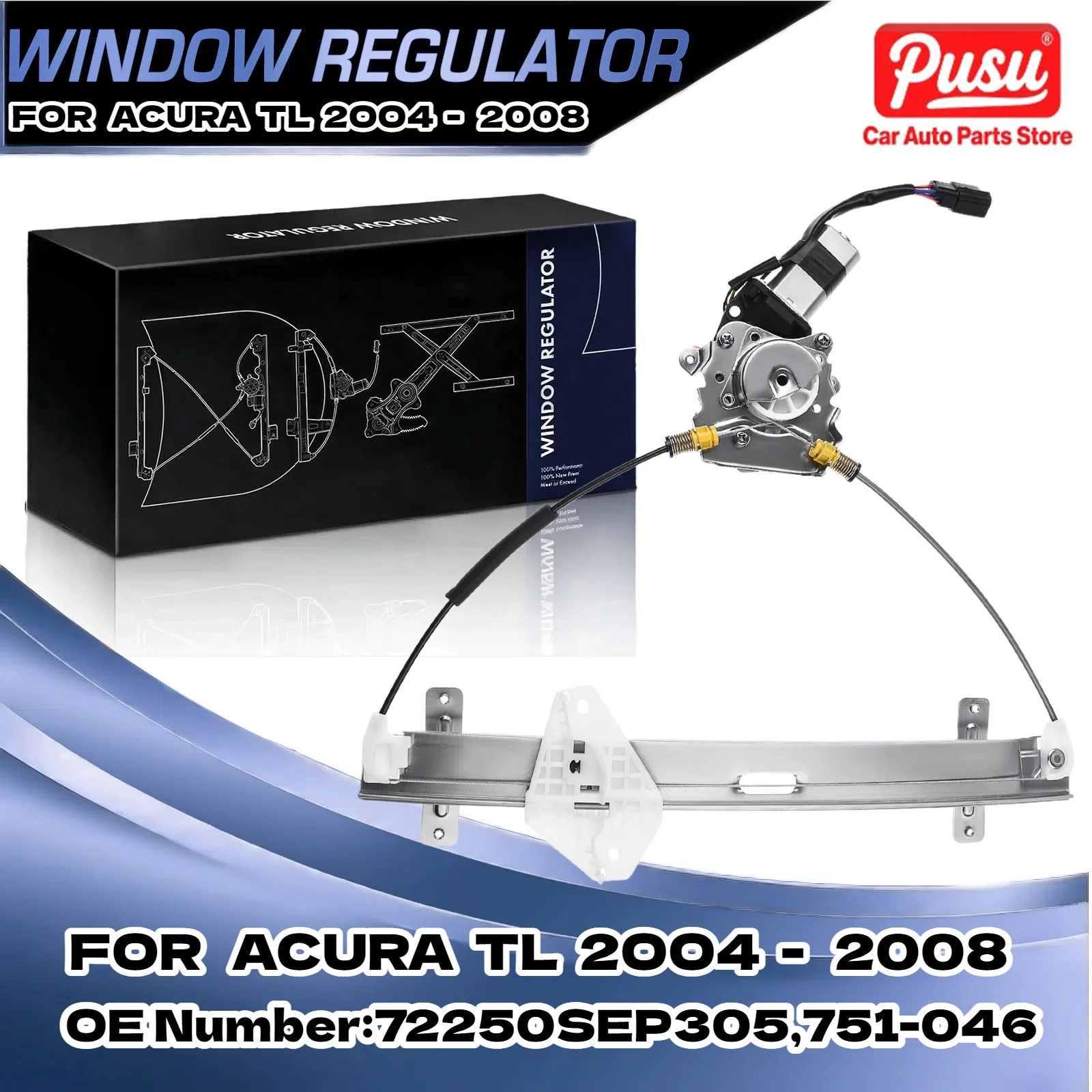 

Power Window Regulator w/ 6 Pins Motor for Acura TL 04-08 Front Left Driver Side 72250SEP305, 751-046