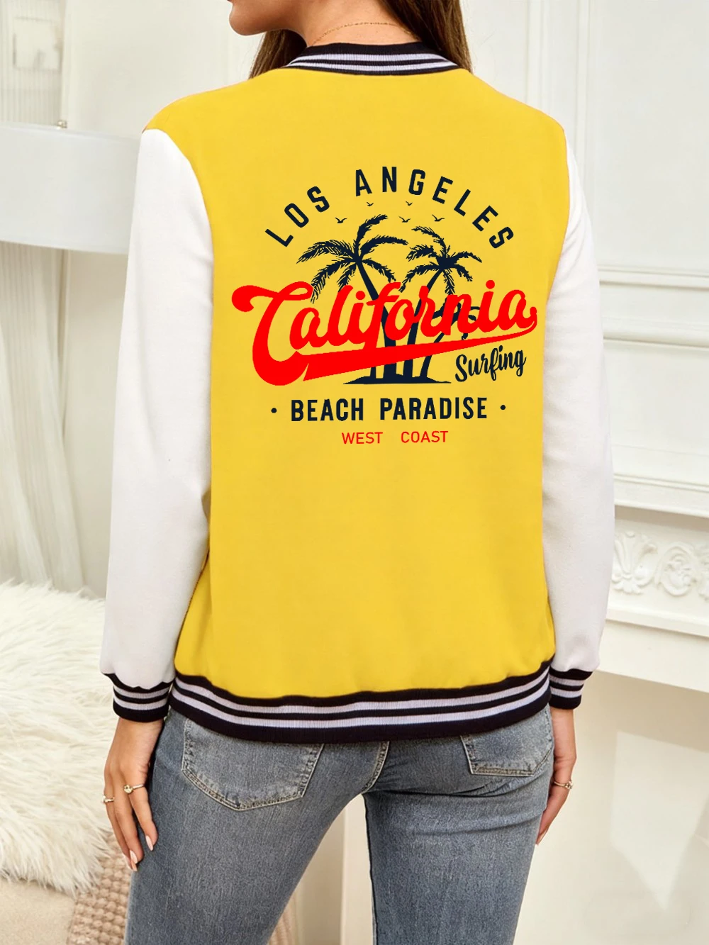 

Los Angeles California Letter Printing Coats Womens Cotton Loose Baseball Jersey Winter Warm Jackets Casual Pocket Woman Clothes
