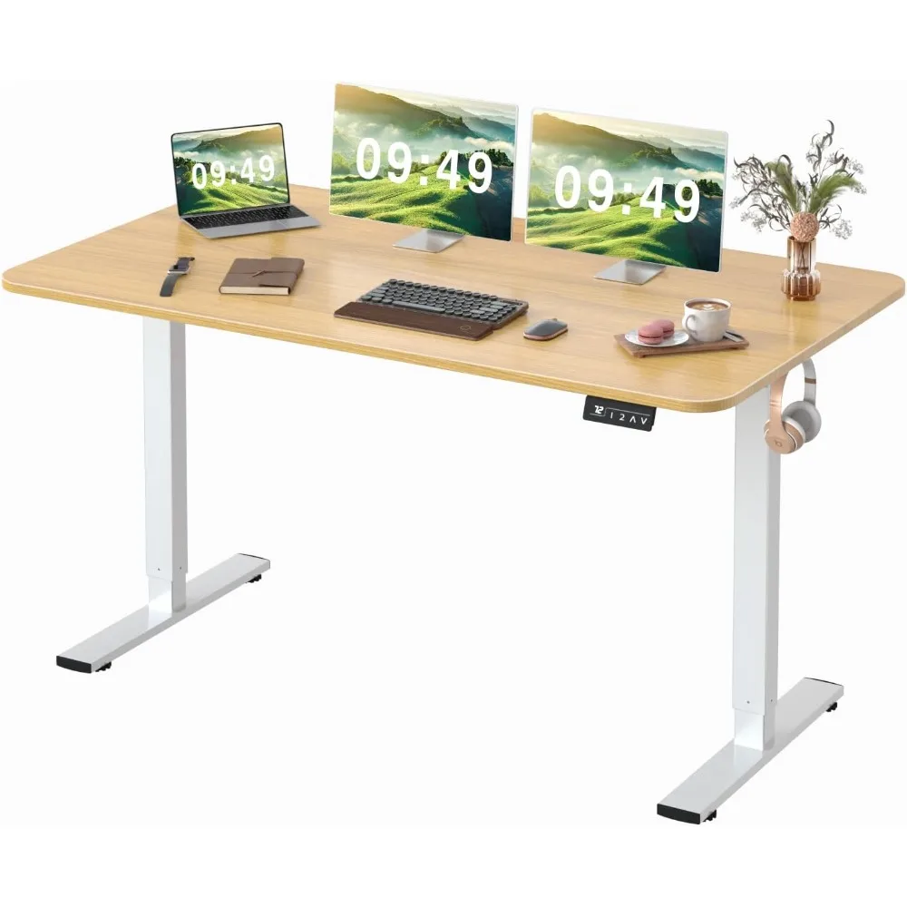 Electric Height Adjustable Standing Desk Large 55 x 24 Inches Sit Stand up Desk Home Office Computer Desk Memory Preset with