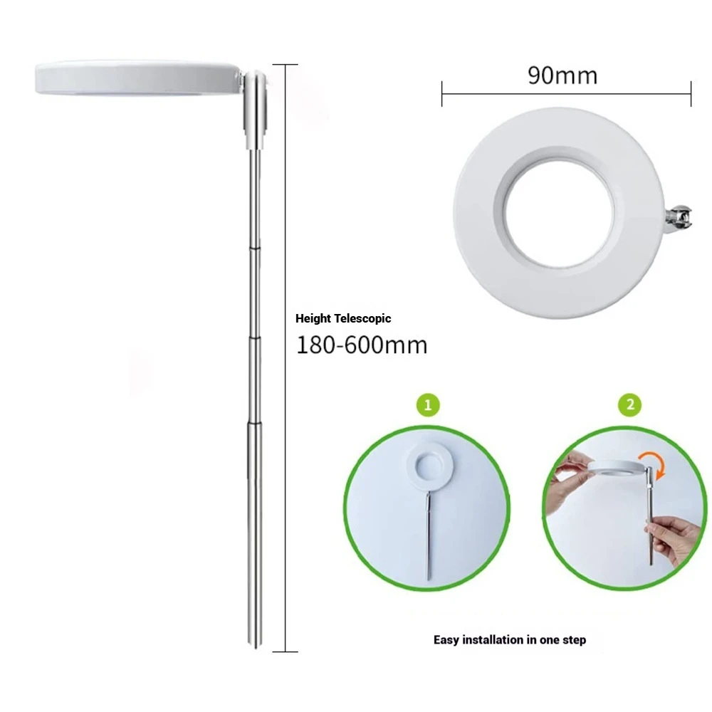 Adjustable USB Plant Growth Light with Timer Dimmable Angel Ring Design Extendable Pole for Succulents Flowers Houseplants