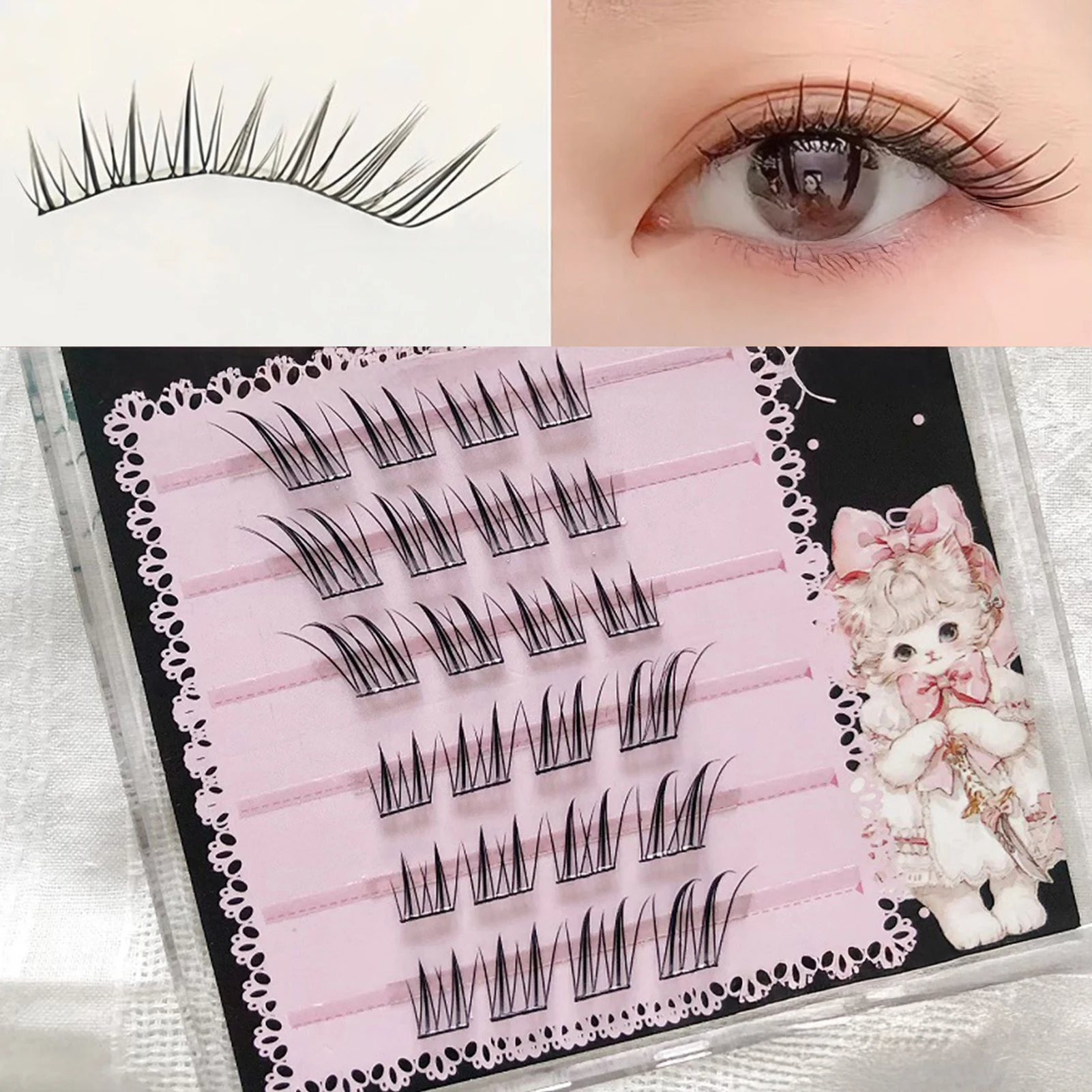 Natürliche Fuchsaugen-Kunstwimpern mit großer Kapazität, kleberfreie, voluminöse Wimpernverlängerung für das tägliche perfekte Augen-Make-up, 6/10/20 Reihen – Detail 4