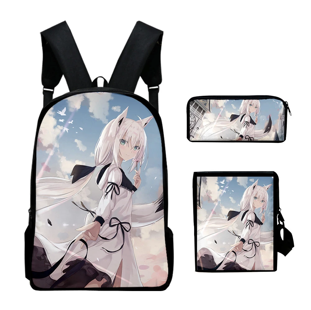 Trendy HOLOLIVE Uruha Rushia 3D Print 3pcs/Set pupil School Bags Laptop Daypack Backpack Inclined shoulder bag Pencil Case