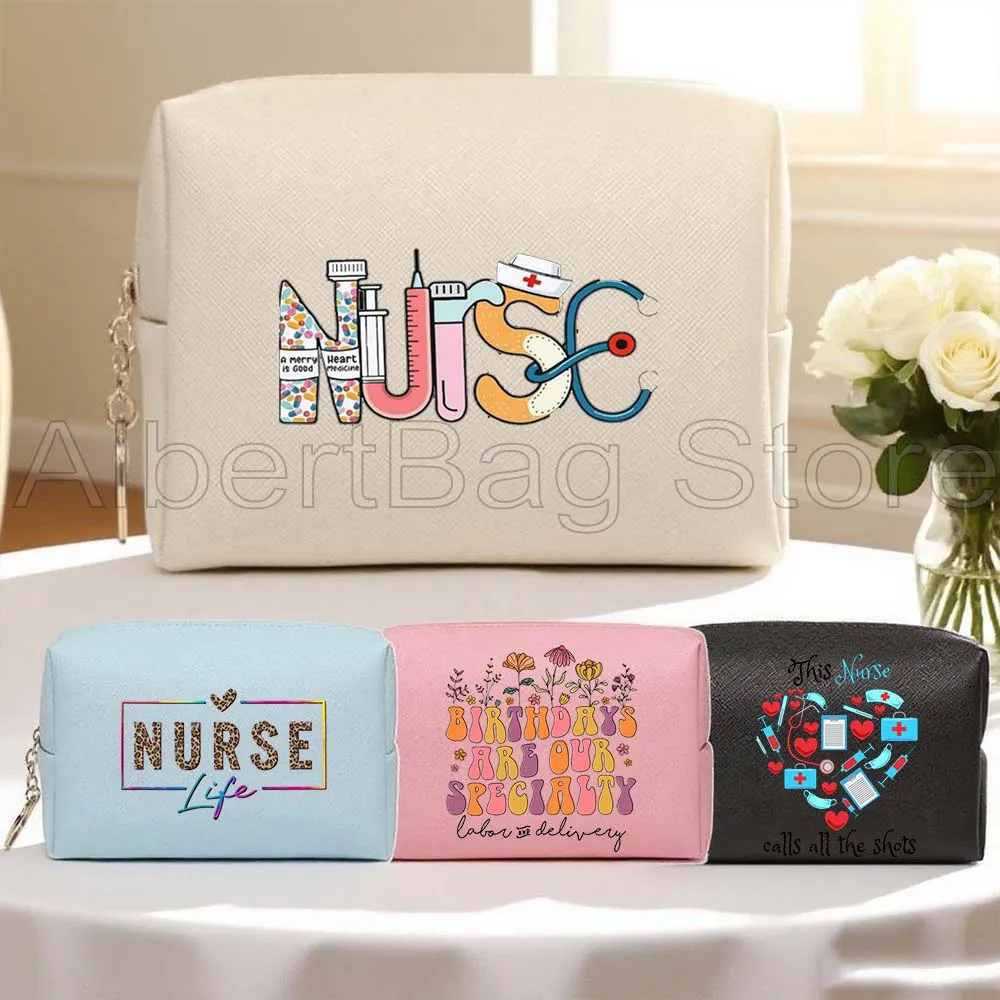 

Funny Nursing School Student Future Caduceus Nurse Gift Stethoscope PU Cosmetic Bag Women Makeup Waterproof Toiletry Storage Bag