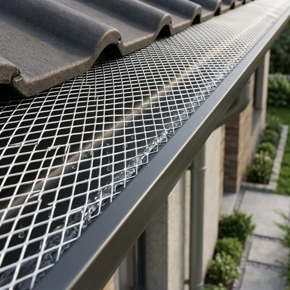 Gutter Leaf Filter Aluminum Construction for Residential Drainage Channel Installation 12.7x600cm Silver Metallic