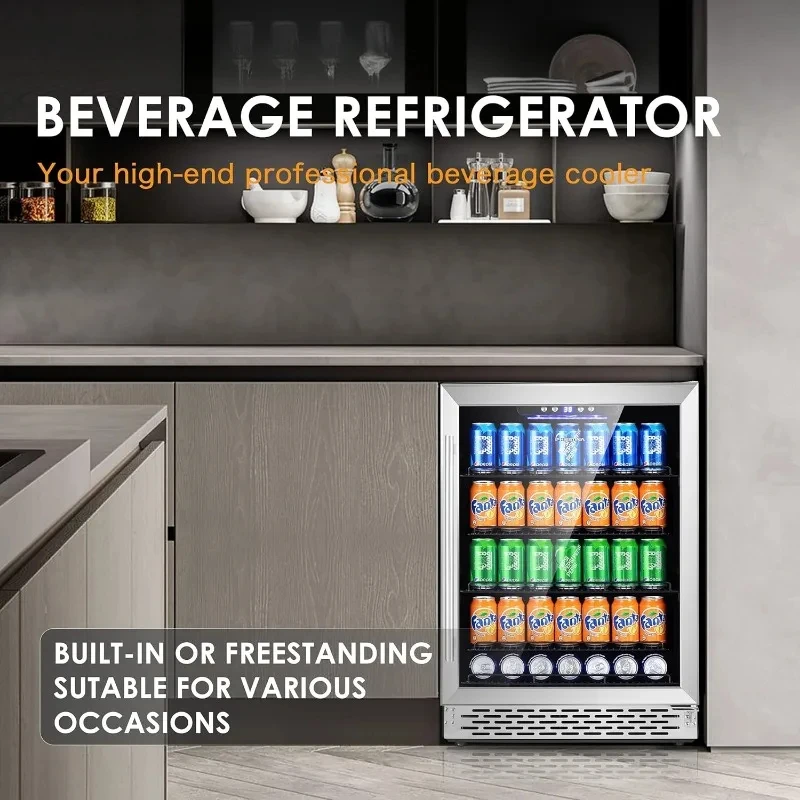 Refrigerador de bebidas, refrigerador de bebidas y vino incorporado o independiente, con puerta de vidrio debajo del mostrador, refrigerador de cerveza