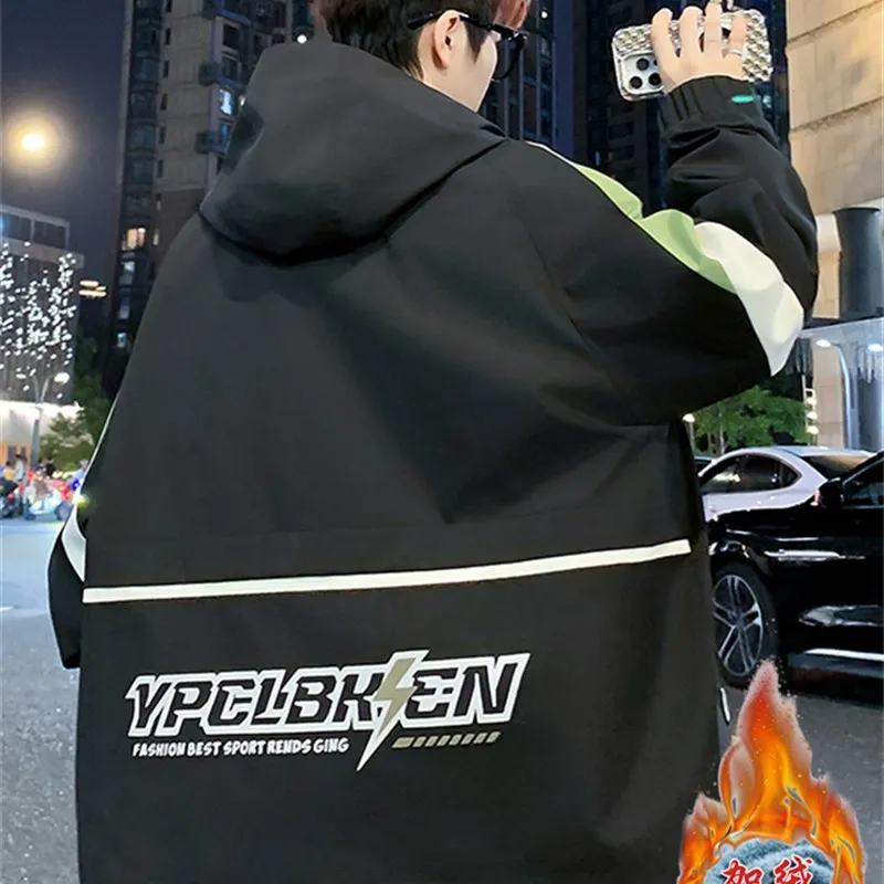 

Теплая ветрозащитная куртка с капюшоном для подростков и старшеклассников, осенне-зимняя одежда, повседневная, из полиэстера...