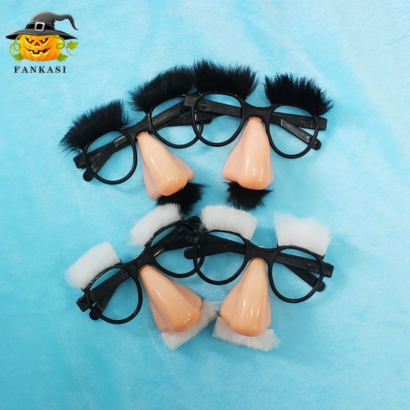 Grandes lunettes de décoration de fête d'Halloween, accessoire amusant, sourcils de l'Antarctique, maquillage, magicien, farce, fou