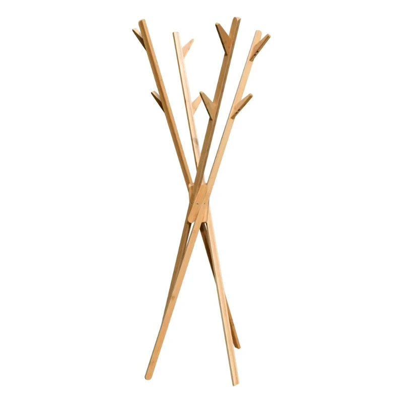 

Wooden coat rack holder with 8 hooks New Zealand pine adjustable coat rack for easy assembly