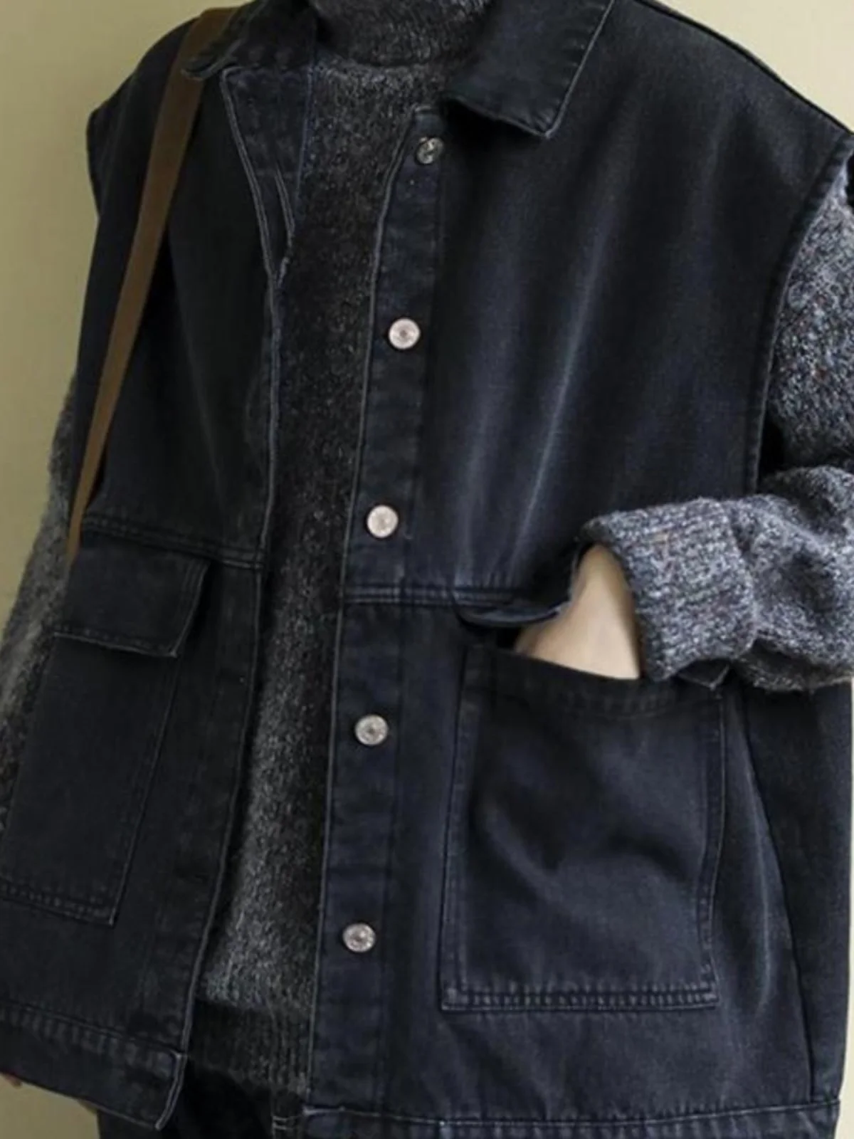 

Женская джинсовая жилетка свободного кроя в стиле ретро с наплечниками, повседневная верхняя одежда, удобная и модная майка