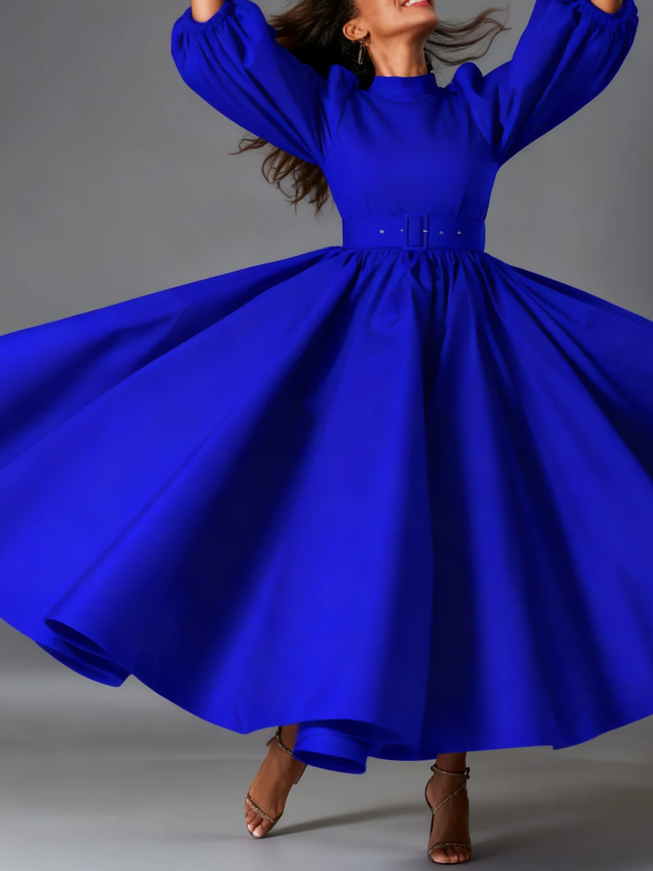 بالإضافة إلى حجم، فستان قميص الربيع والخريف بأكمام طويلة