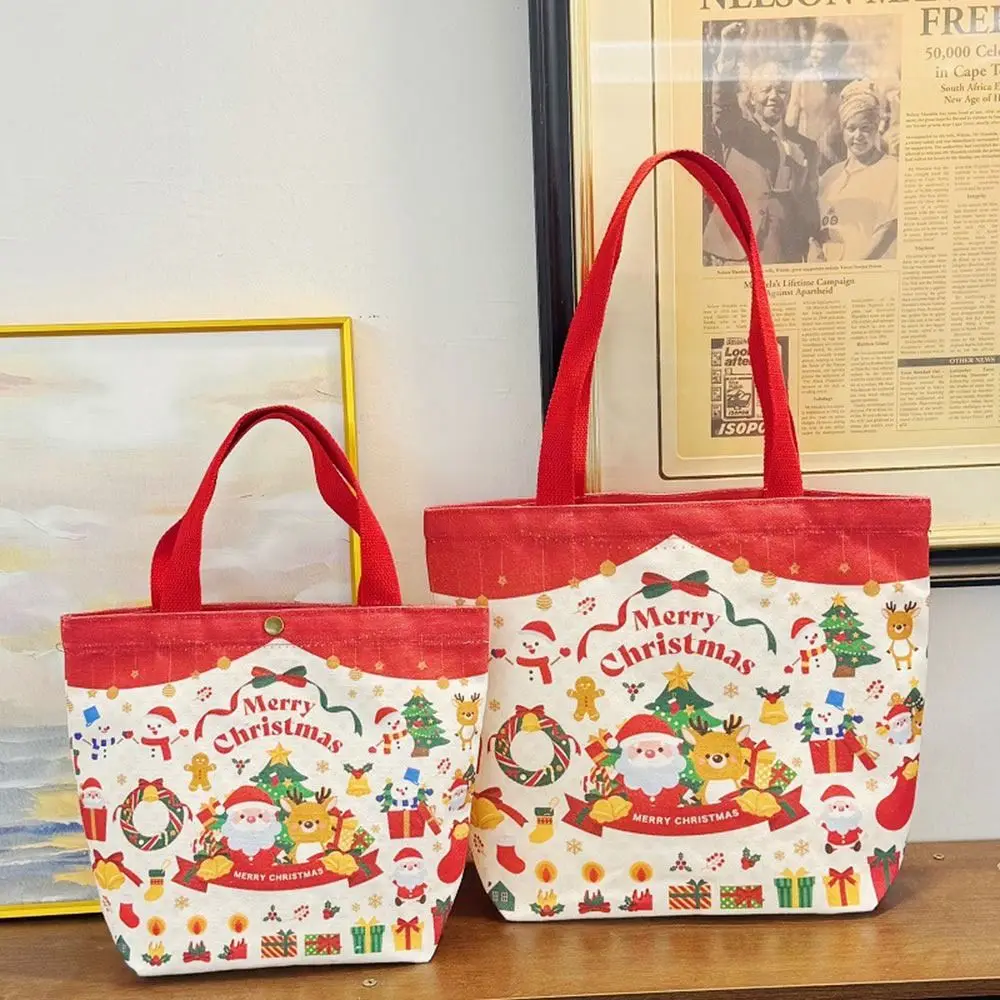 New Christmas Canvas Bag Casual Cartoon Pattern Candy Bag Large Capacity Fruit Packaging Bag
