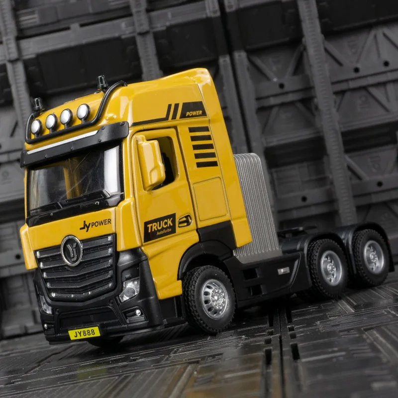 Simulation de véhicule de transport à deux étages 1:50, véhicule d'ingénierie, remorque acousto-optique, véhicule en alliage rétractable, détails riches