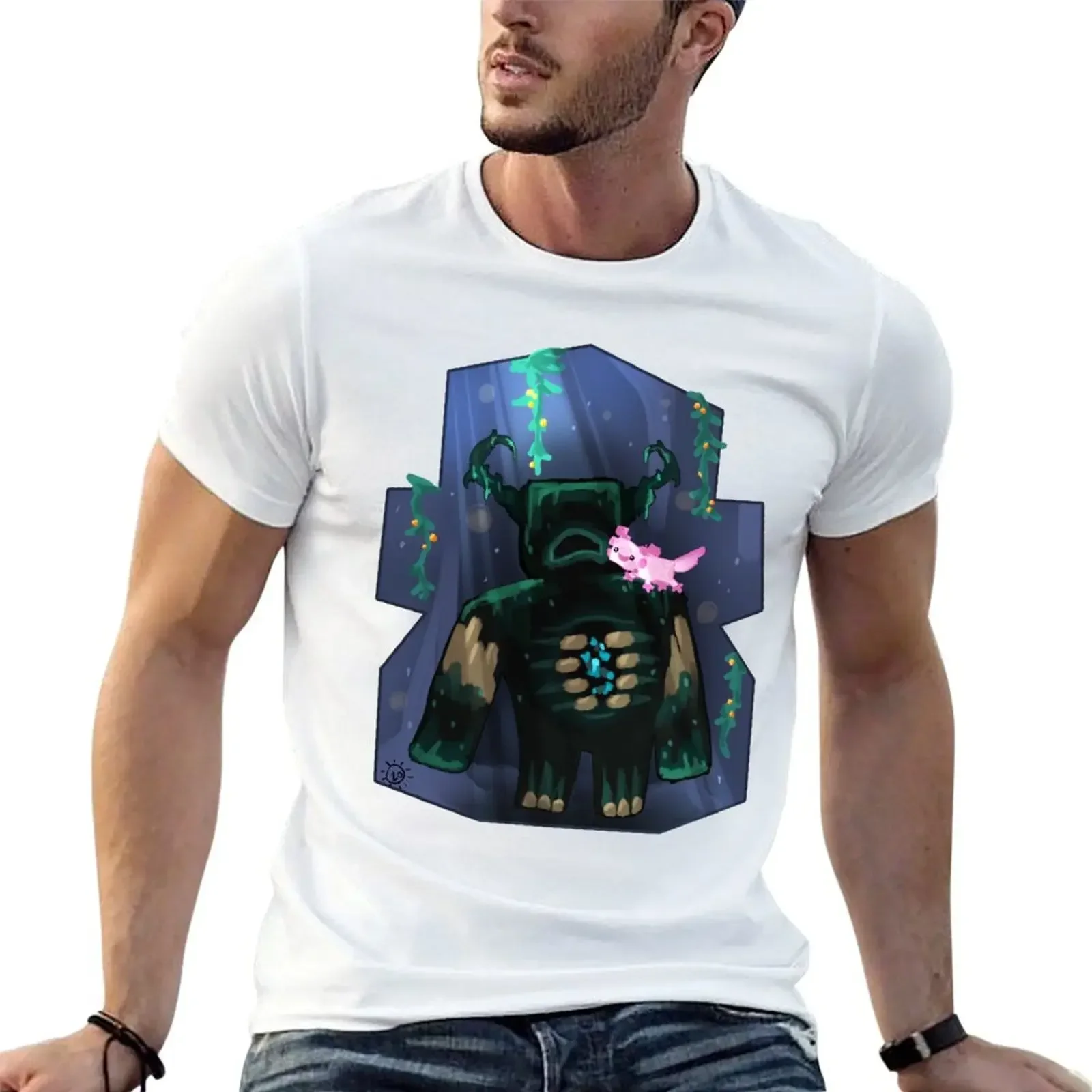 warden n axolotl T-Shirt vintage graphic tee summer tops anime Men's t-shirts