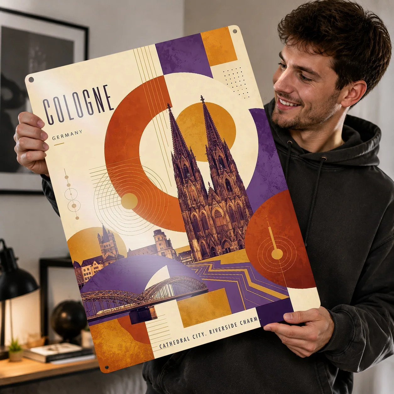 Cologne Germany Travel 3D Texture Metal Poster Customized Wall Art Tin Sign Gift for Mancave Funny Signs Decor Luxury House Room