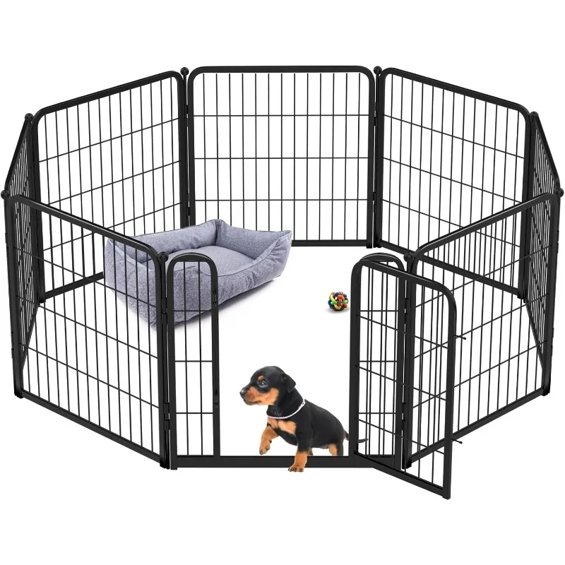 

Indoor Dog Playpen - Stress-Free and Safe Play, 24 Inch 8 Panels for Puppy and Small Dogs, Black