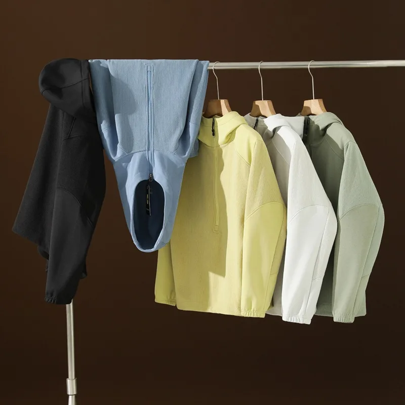 

Оригинальный дизайн, осенняя новинка: мужская толстовка для активного отдыха, однотонная, с вертикальными полосами и текстурными вставками, свободный крой