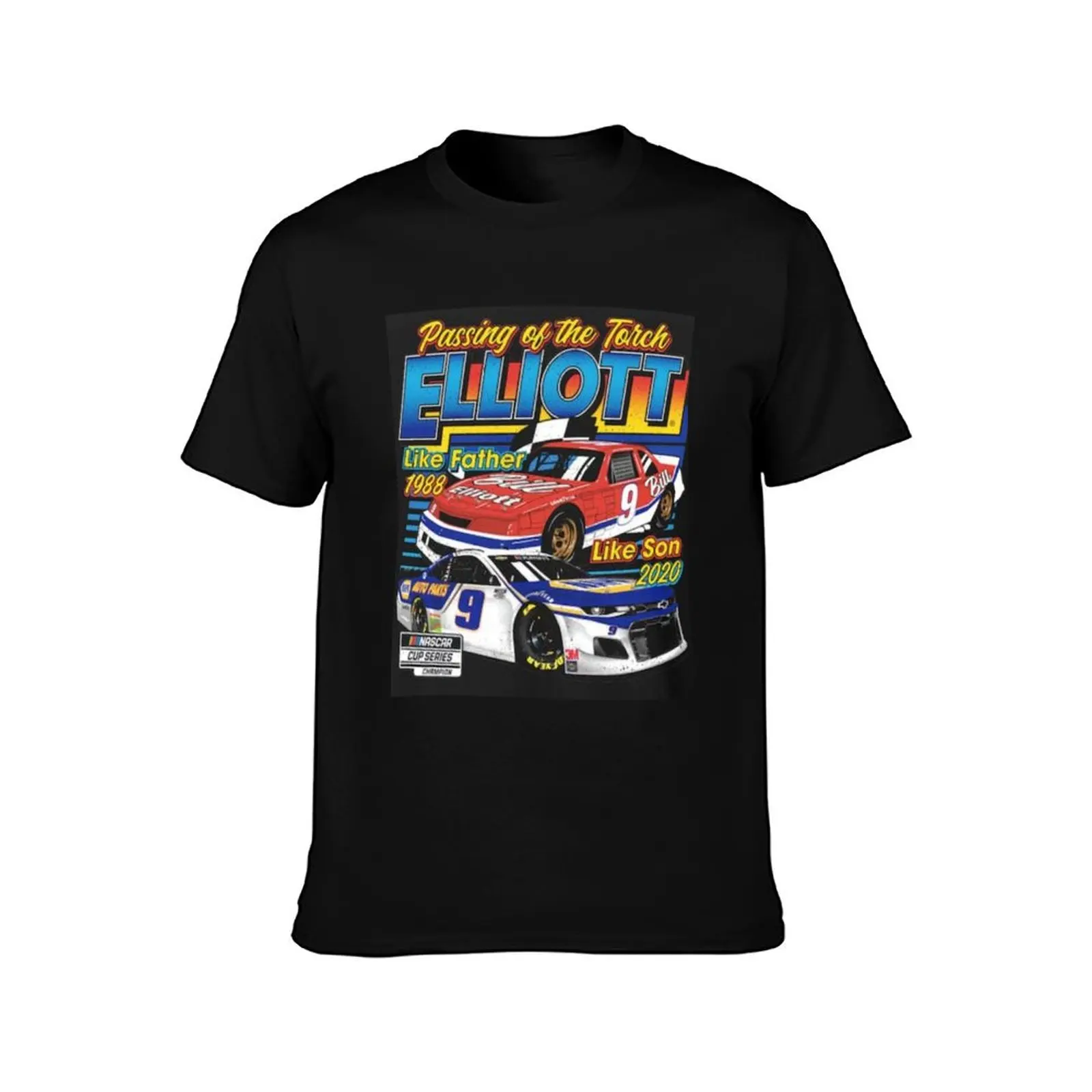 Vintage Bill Elliott 9 Nascar T-Shirt Basic Casual Wear Short Sleeve Top T-Shirt