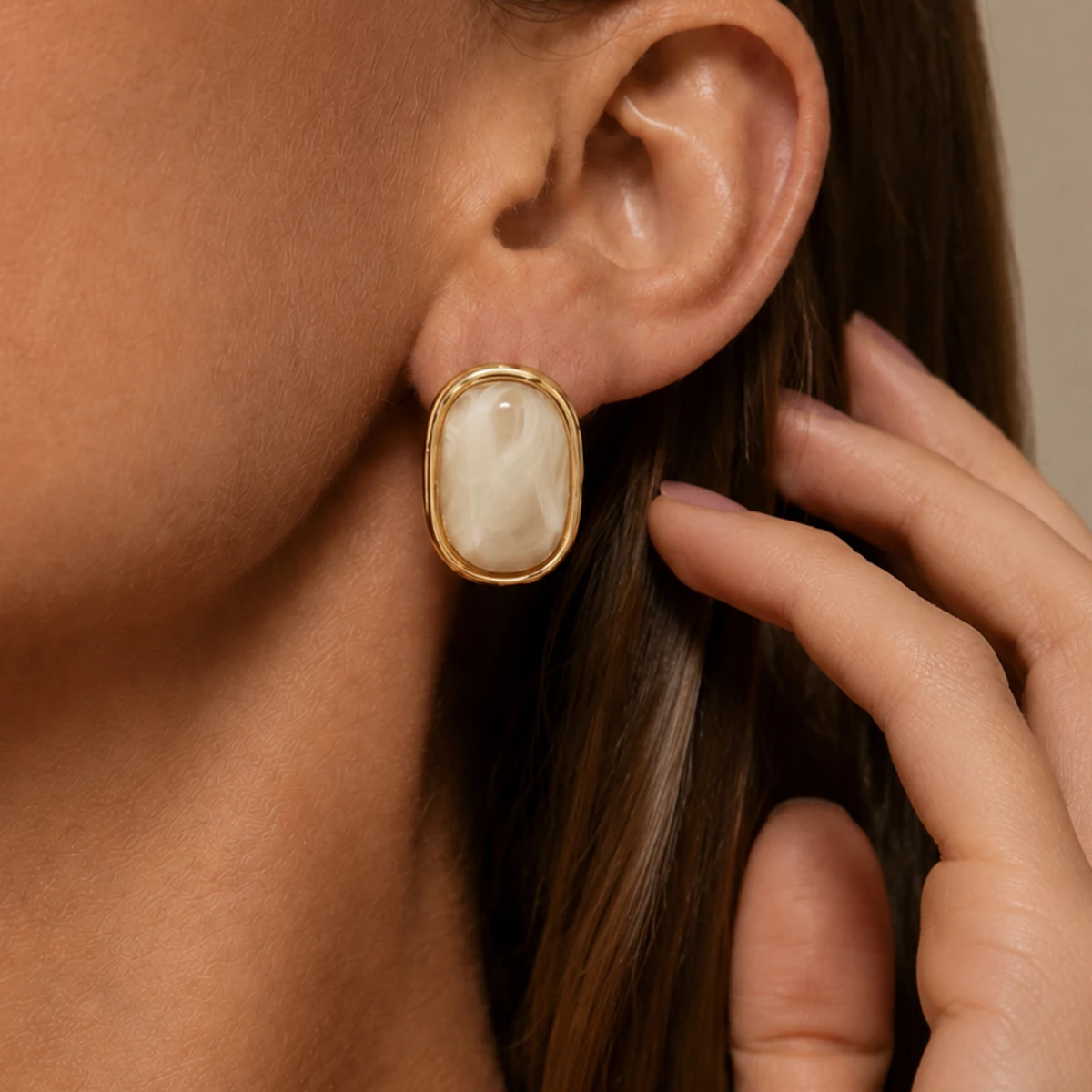KunJoe 7 Colors Exquisite Retro Dyed Resin Stud Earrings Women Bohemian 18K Gold Plated Stainless Steel Earring Fashion Jewelry
