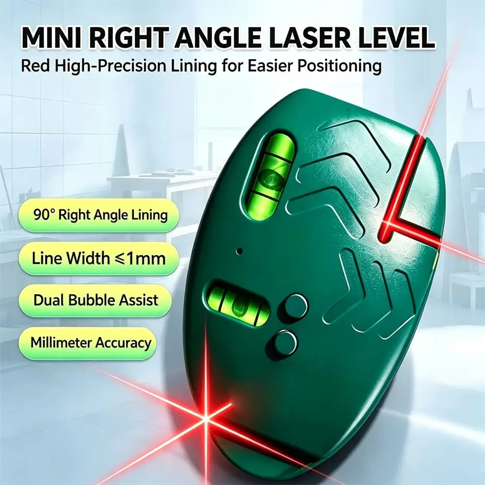 1/2 Stück hochpräzises Rot-Grün-Laser-Nivelliergerät, Mini-Winkelmesser, wiederaufladbar, Boden-Nivelliergerät, hochintensives Licht, Werkzeuge – Detail 13
