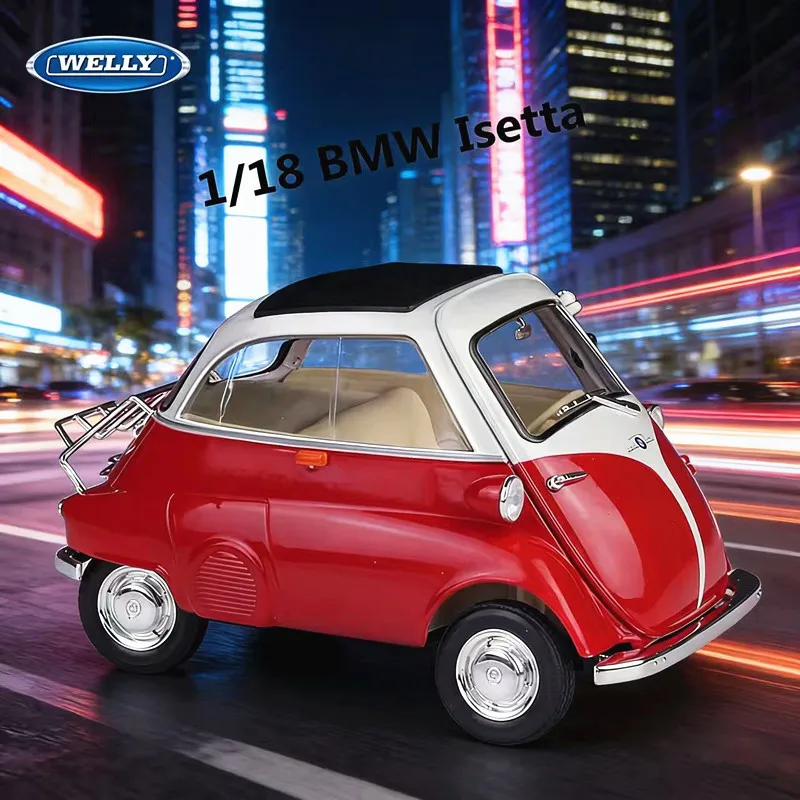

WELLY 1:18 BMW Egg Isetta Alloy Mini Car Model Diecast Metal Toy Classic Vehicle Car Model Simulation Collection Childrens Gift