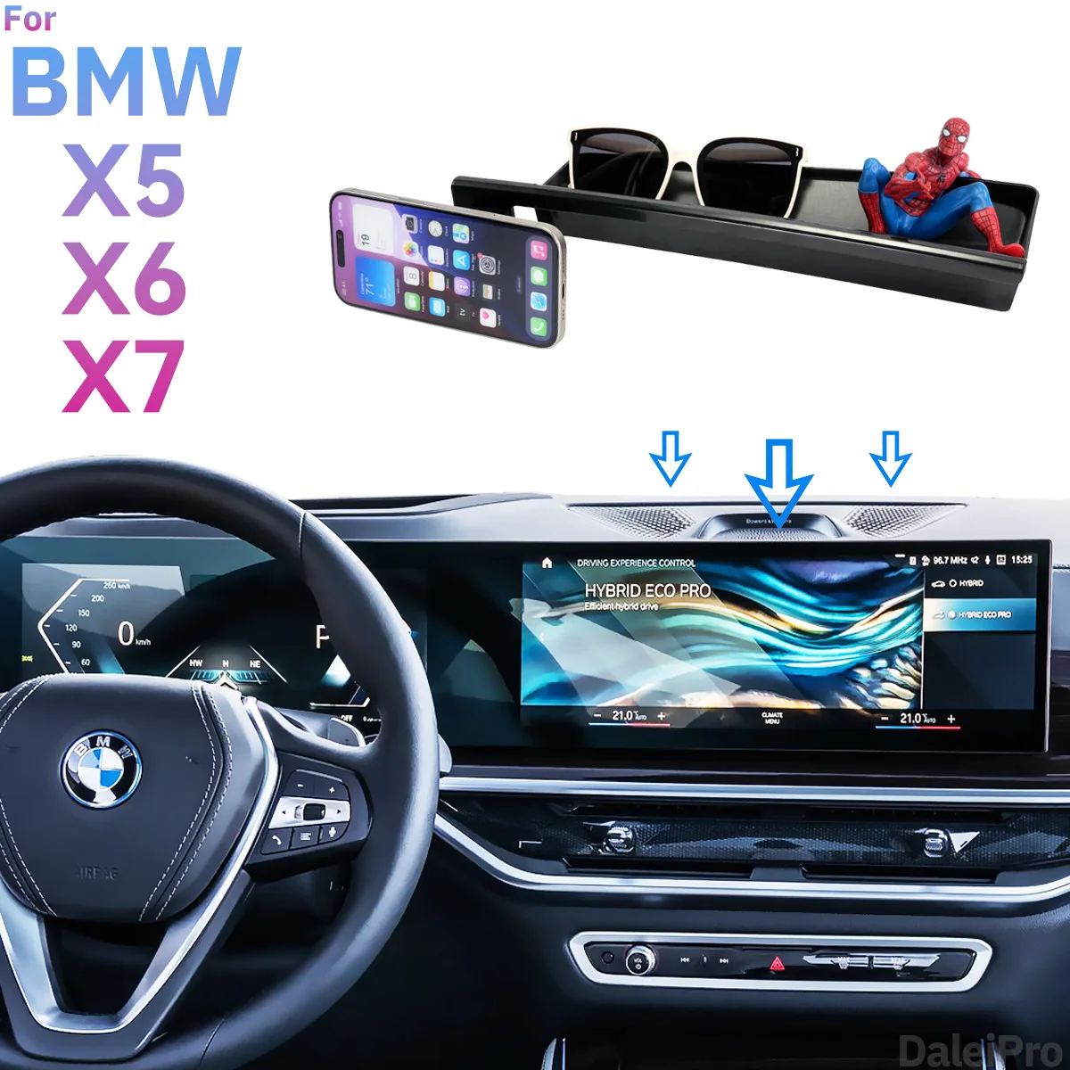 Für BMW X5 X6 X7 2024 2025 2026 Auto-Handyhalterung Bildschirm-Fixierclip Kabelloses Ladegerät Handyhalterung für BMW G05 G06 G07 Aufbewahrungsbox