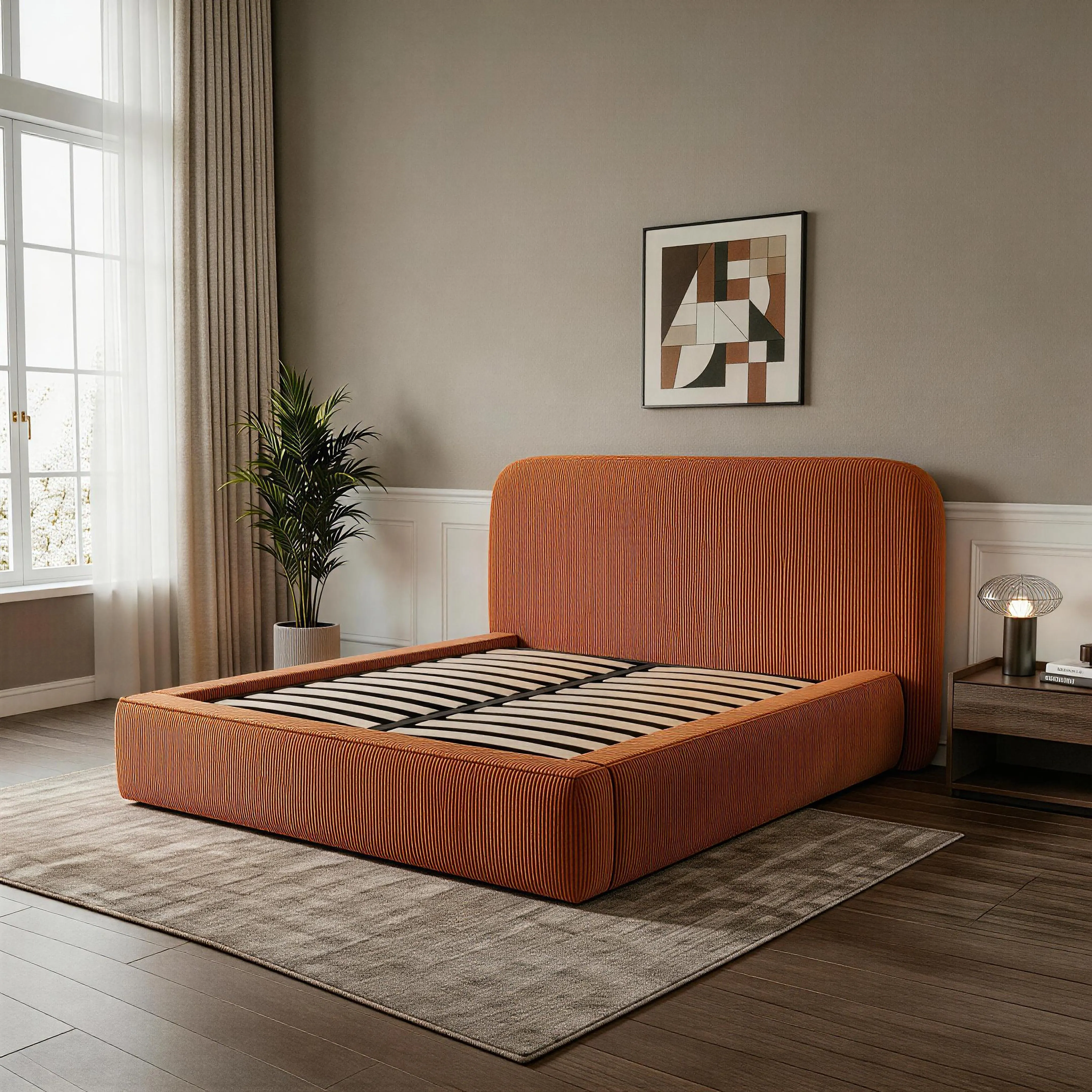 te-Modern Minimalist Comfortable Soft Vacuum Package Compress Bed Modular Fabric Upholstery  1-Year Warranty&