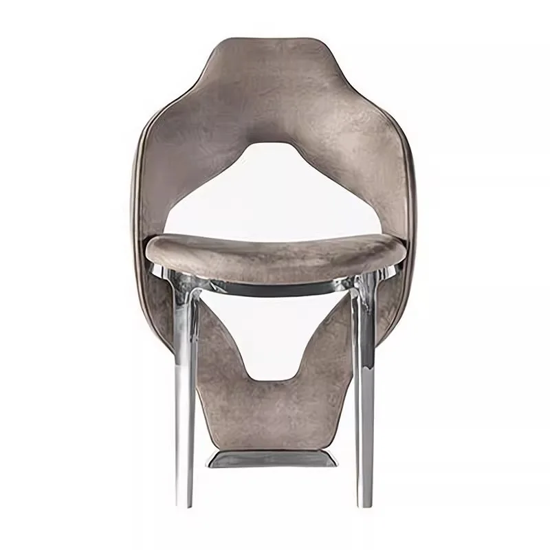 S-shaped creative designer fabric single armrest back chair light luxury high-end hotel villa restaurant negotiation chair